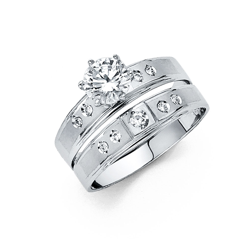 14K White Gold CZ Engagement Ring