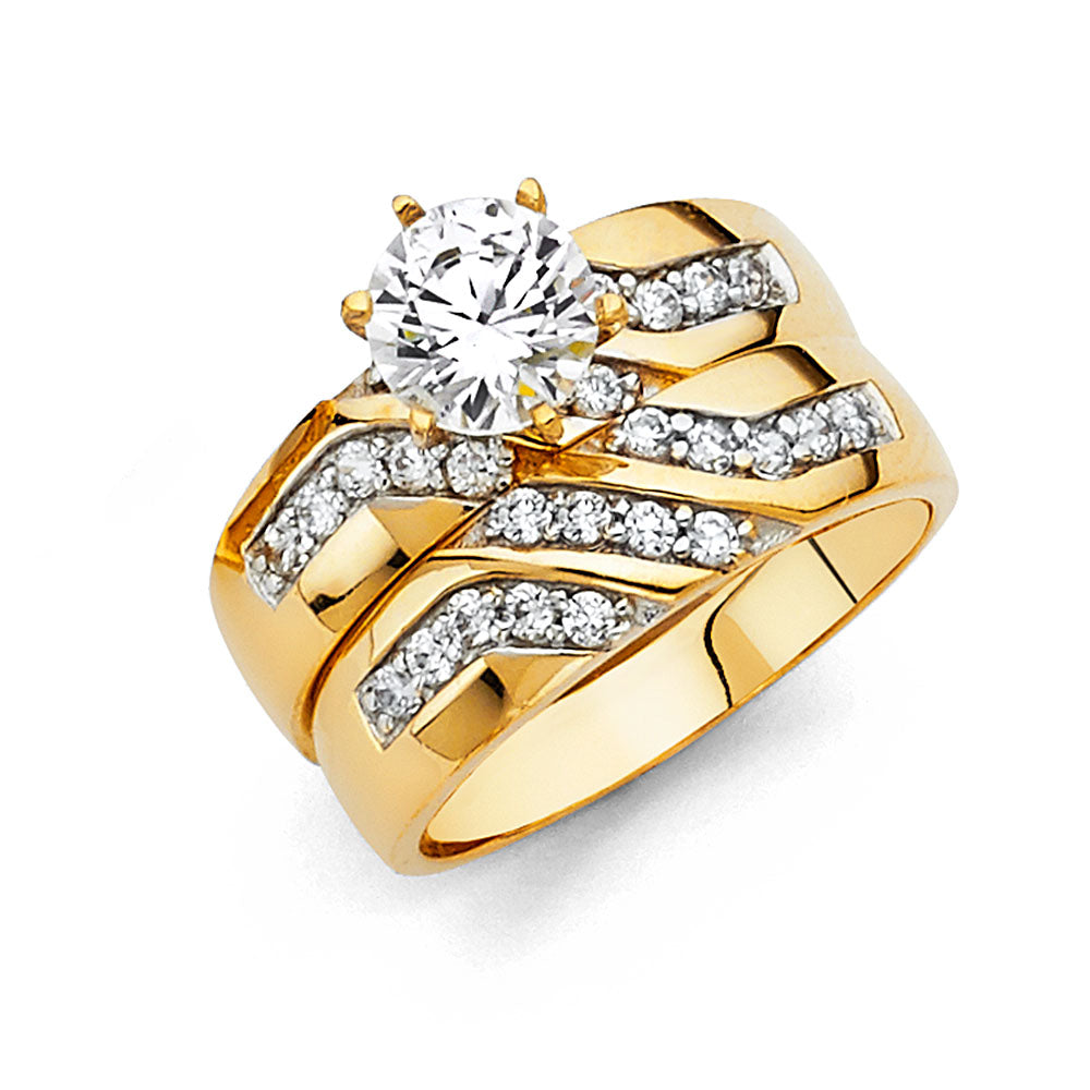 14K Yellow Gold CZ Engagement Ring