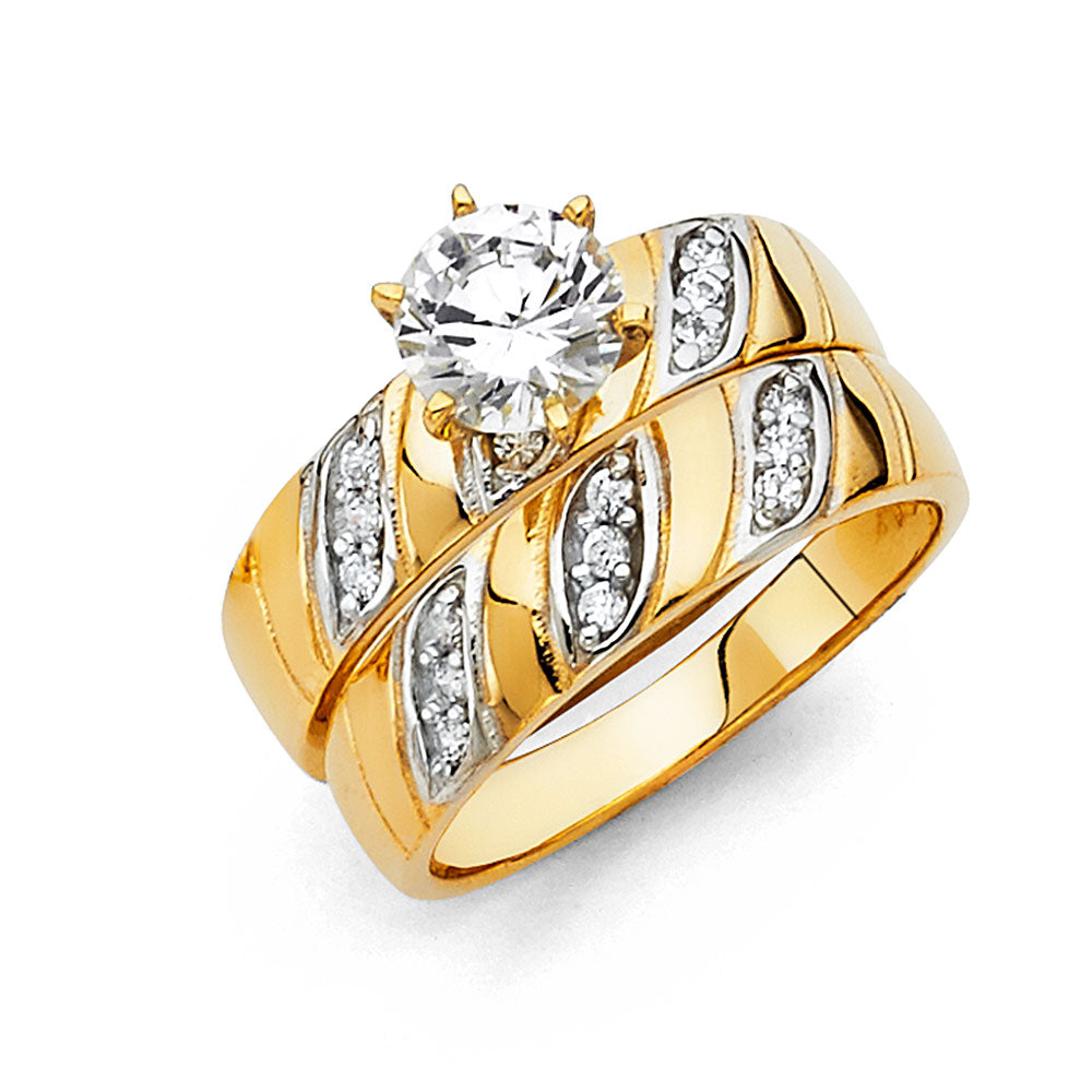14K Yellow Gold CZ Ladies Wedding Band