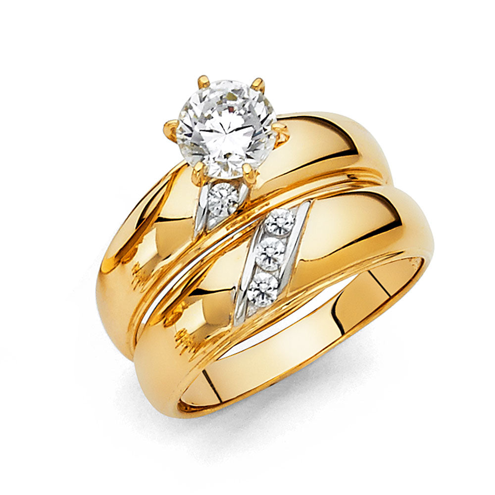 14K Yellow Gold CZ Ladies Wedding Band