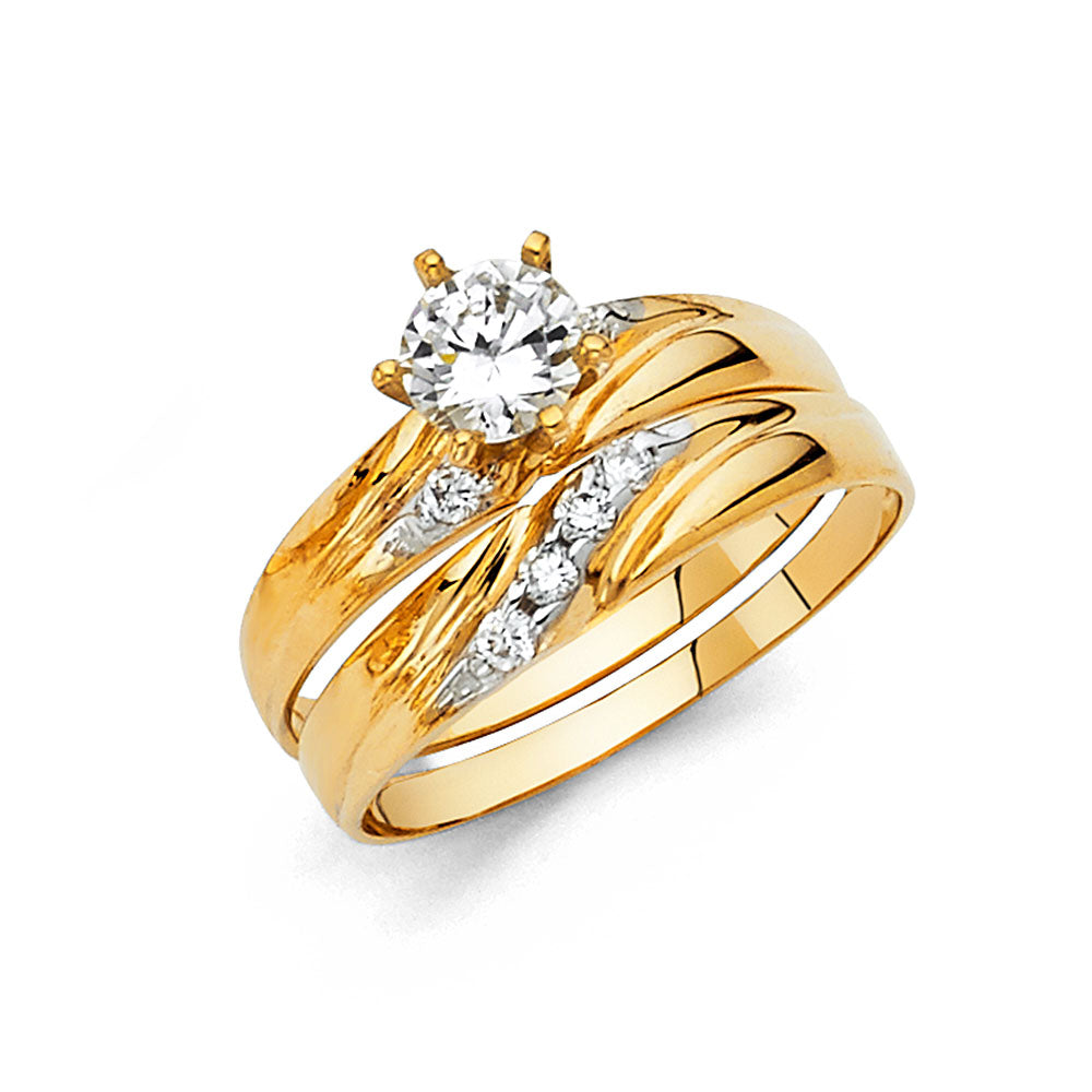 14K Yellow Gold CZ Ladies Wedding Band