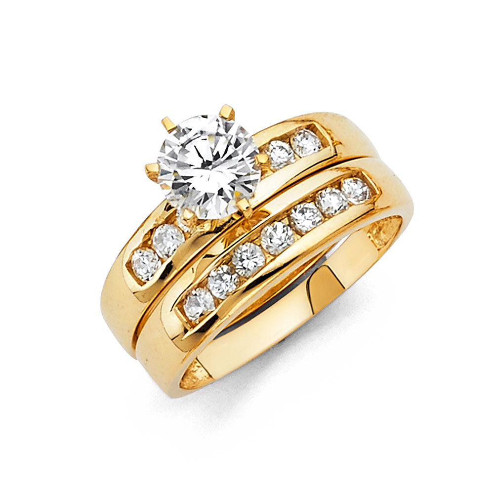 14K Yellow Gold CZ Engagement Ring