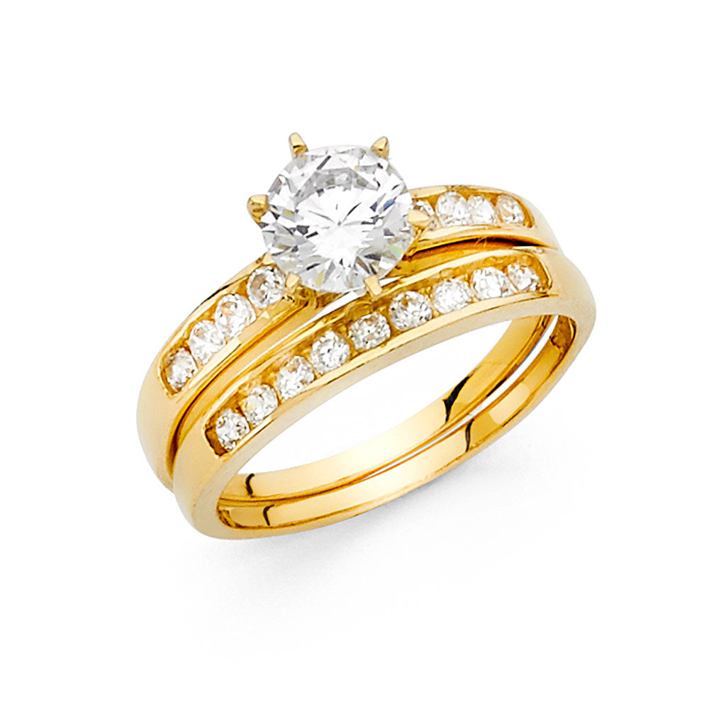 14K Yellow Gold CZ Ladies Wedding Band