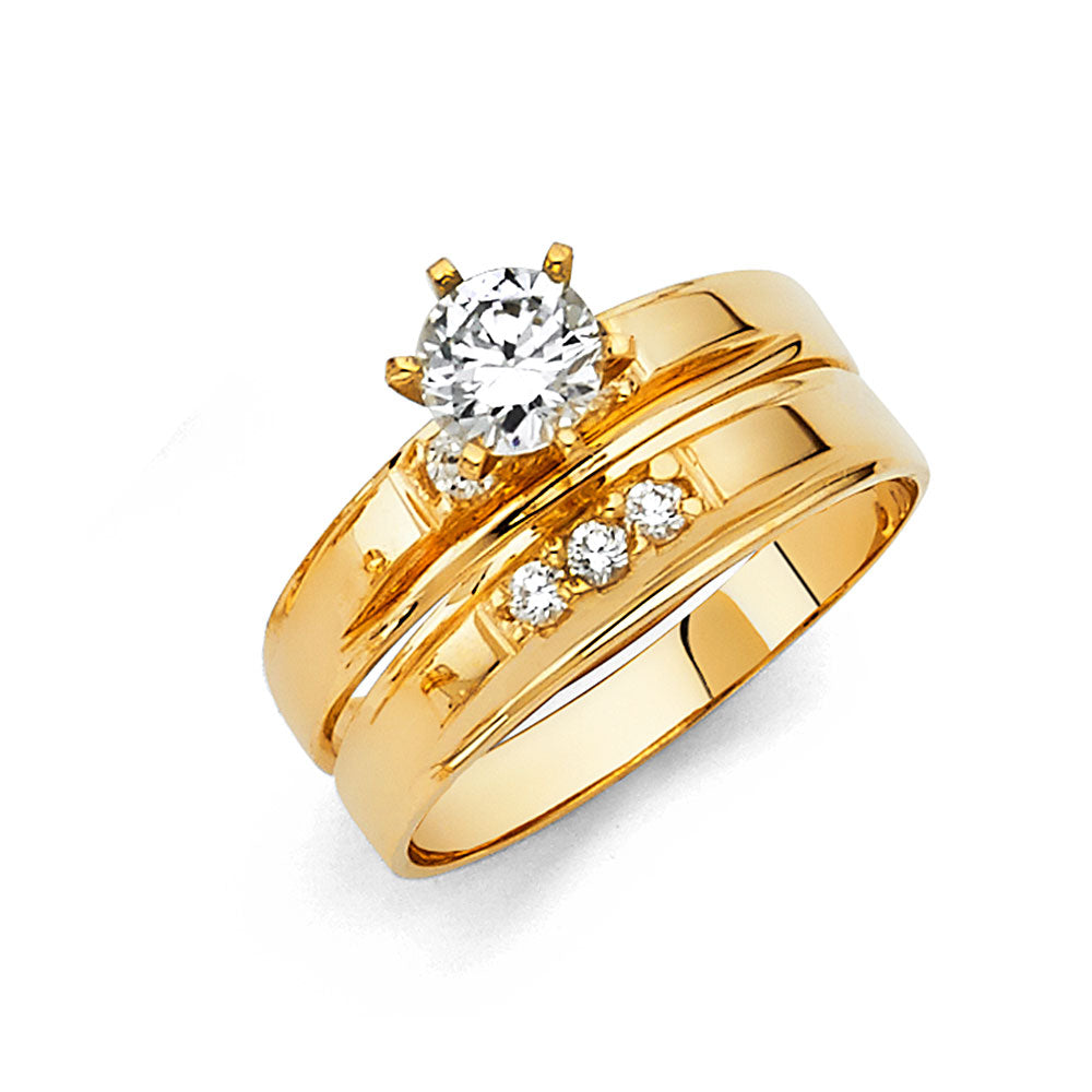 14K Yellow Gold CZ Ladies Wedding Band