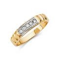 14K Two Tone Gold CZ Wedding Band Men (RG225)