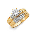 14K Two Tone Gold CZ Engagement Ring