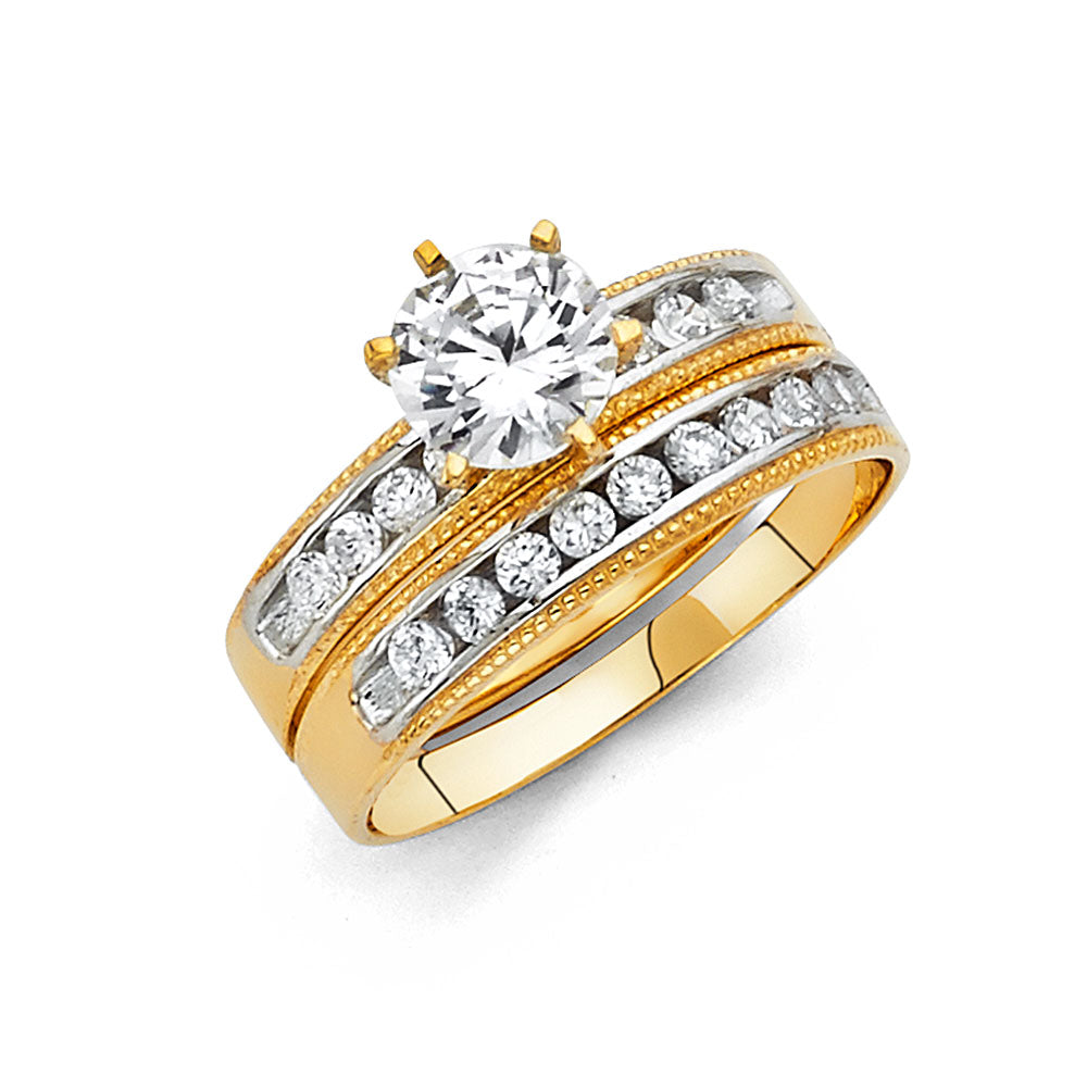 14K Yellow Gold CZ Ladies Wedding Band