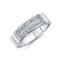 14K White Gold CZ Wedding Band Men (RG229)