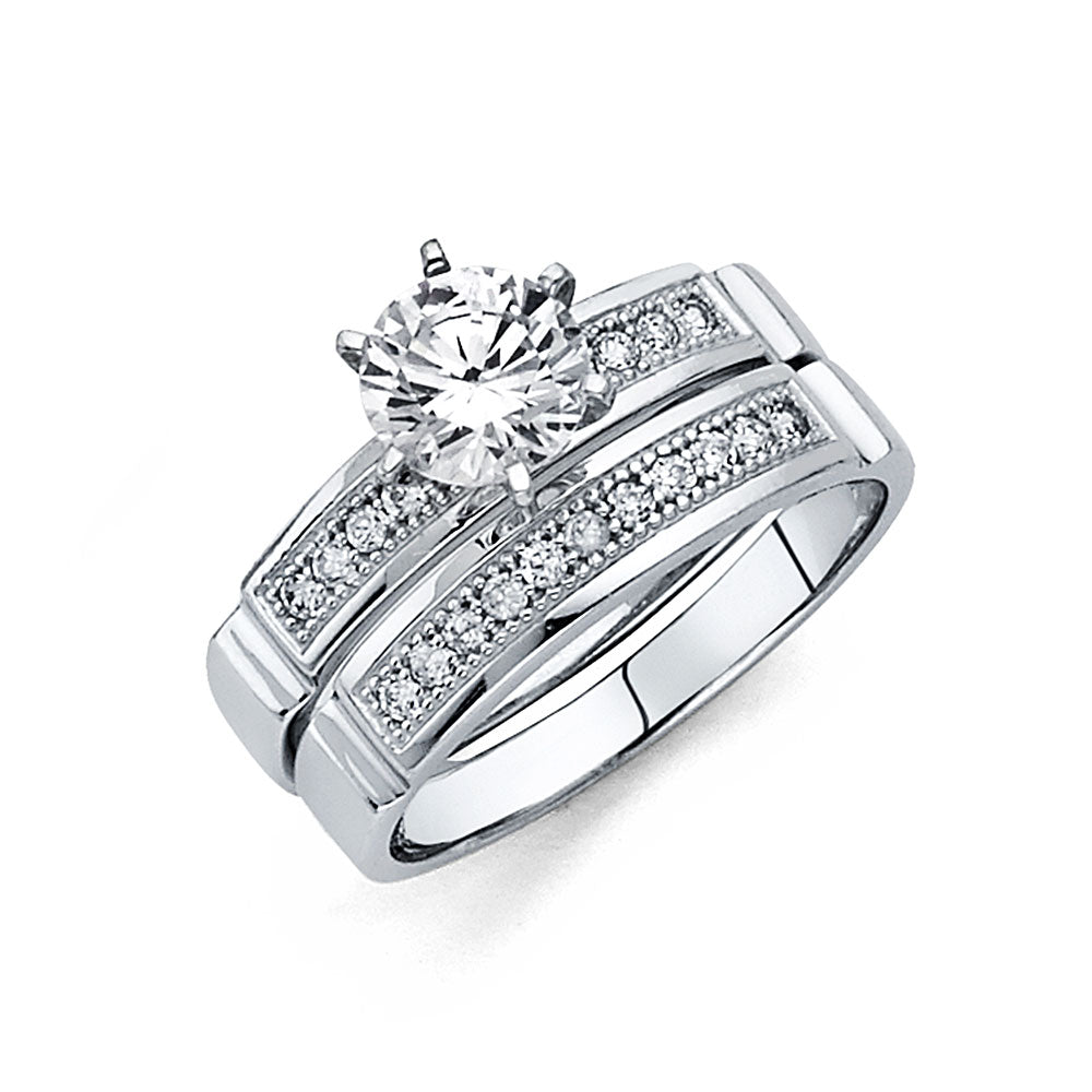 14K White Gold CZ Engagement Ring