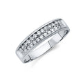 14K White Gold CZ Wedding Band Men (RG231)