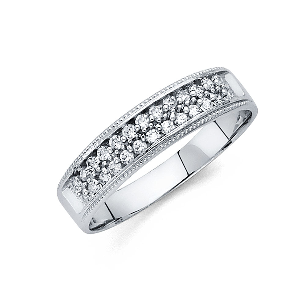 14K White Gold CZ Wedding Band Men (RG231)