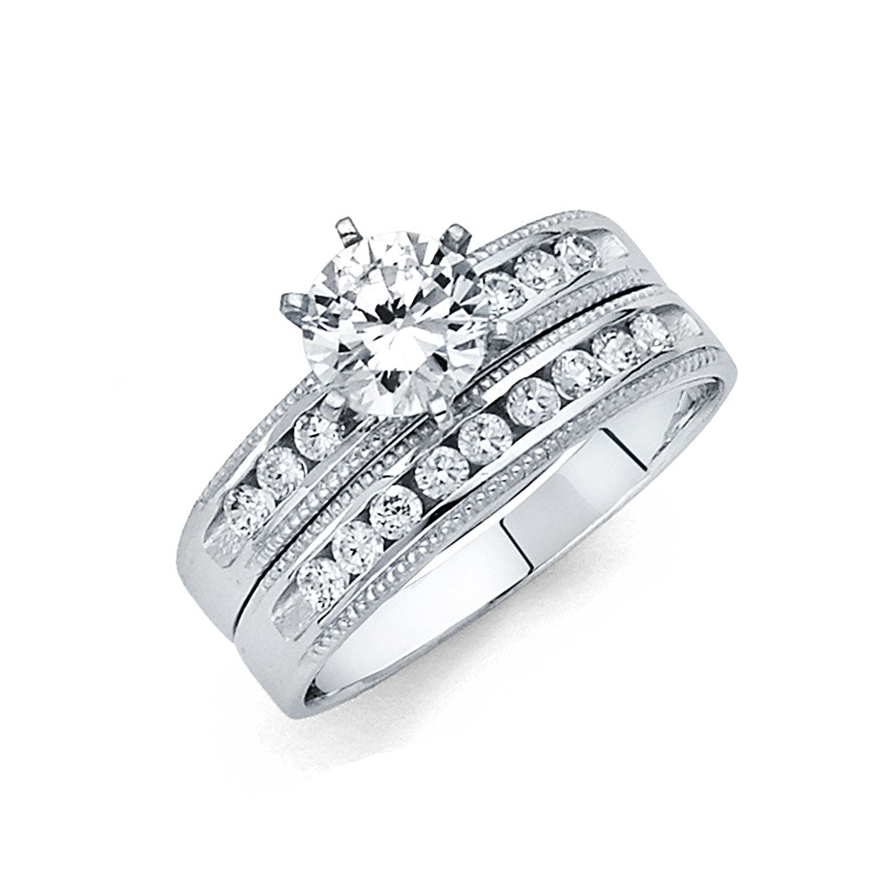 14K White Gold CZ Ladies Wedding Band