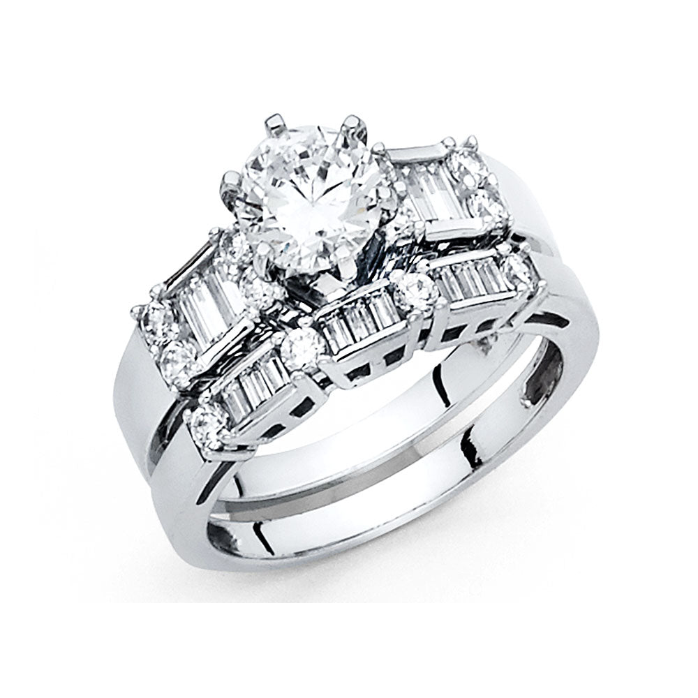 14K White Gold CZ Ladies Wedding Band