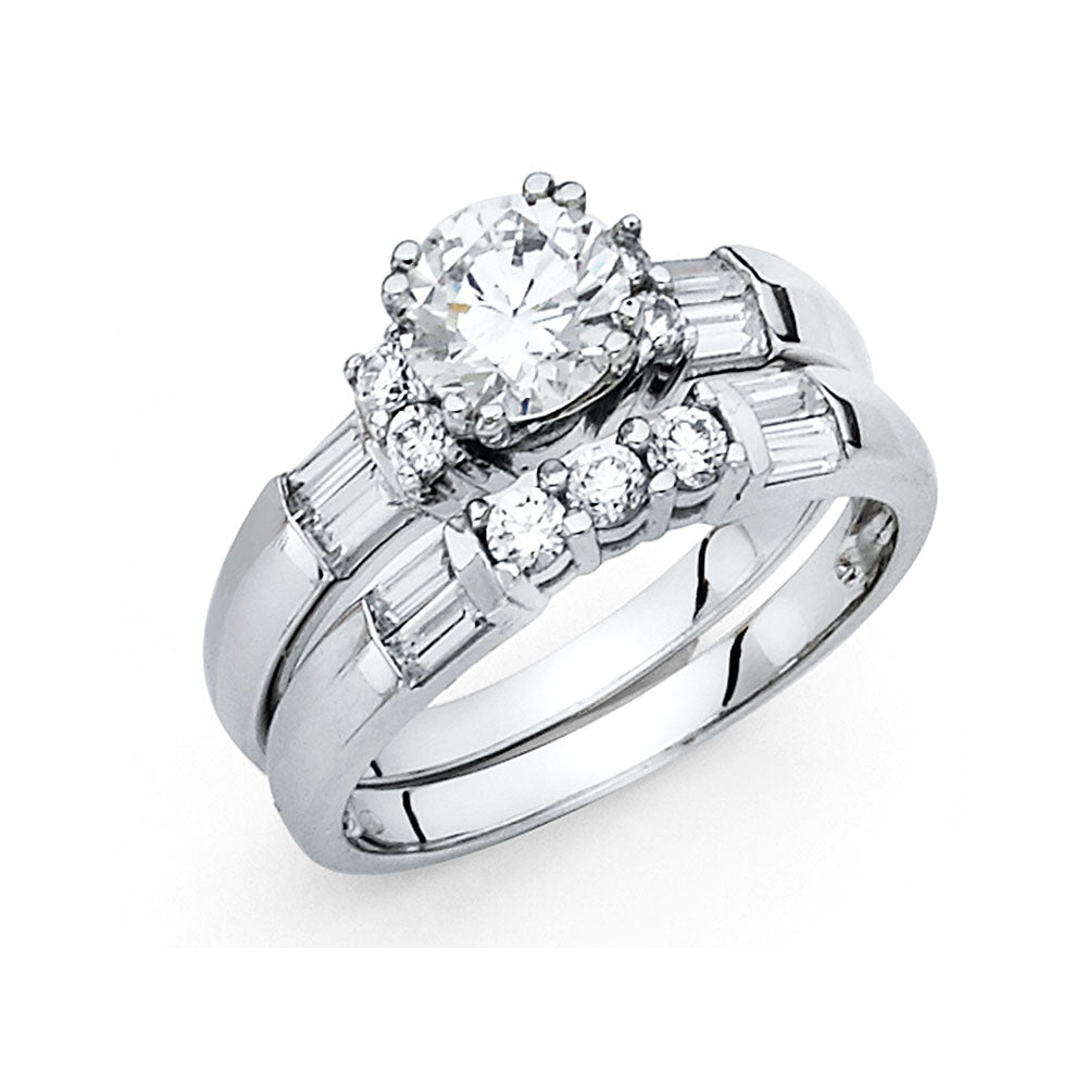 14K White Gold CZ Engagement Ring