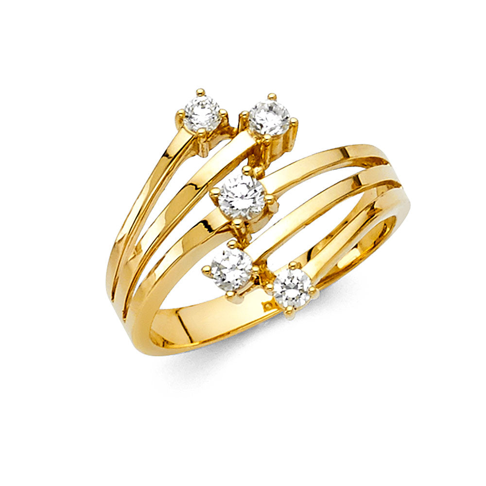 14K Yellow Gold CZ Fancy Ring (RG280)