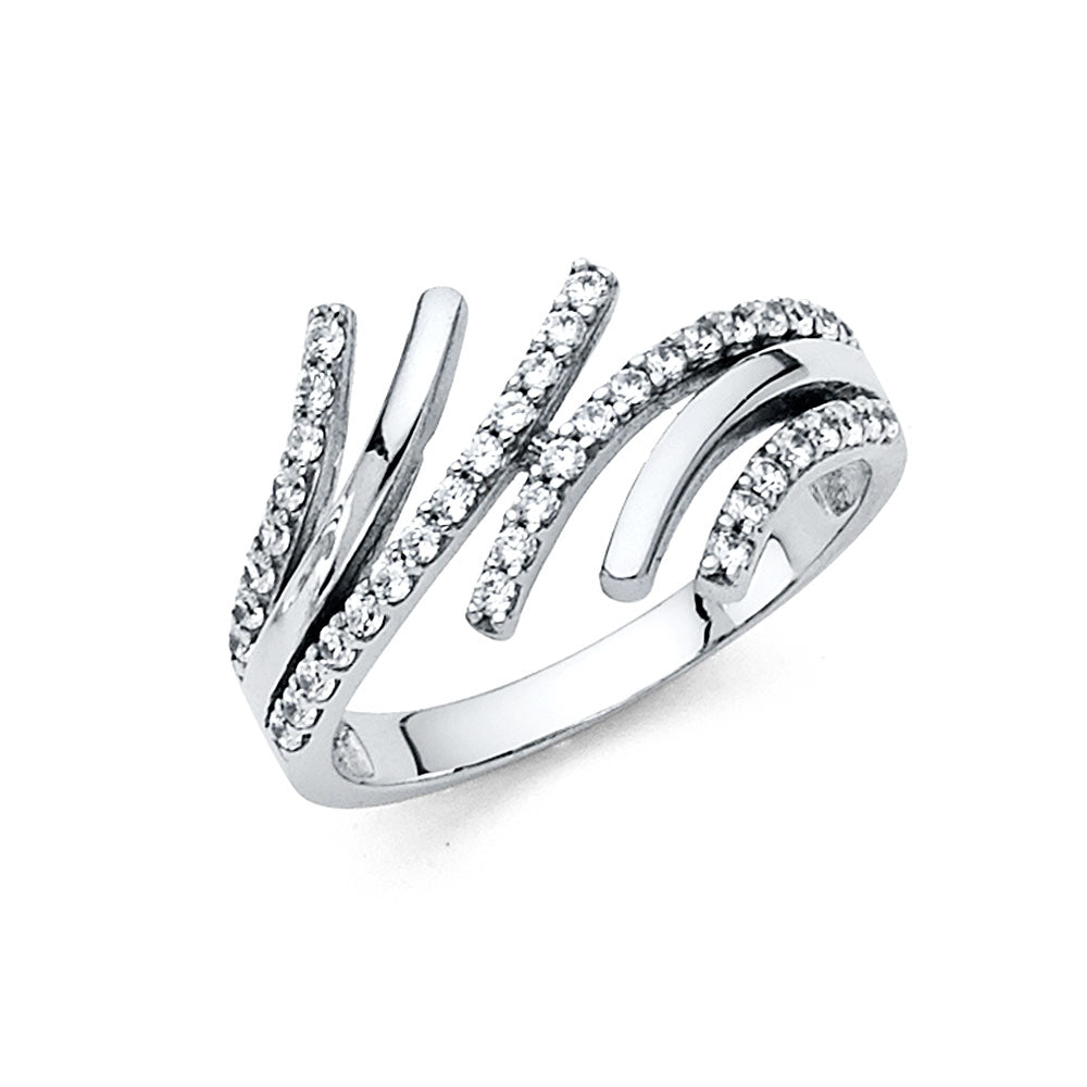 14K White Gold CZ Fancy Ring (RG281)