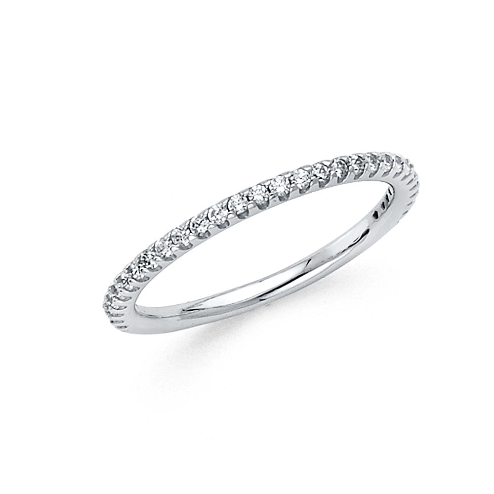 14K White Gold CZ Wedding Band (RG287)
