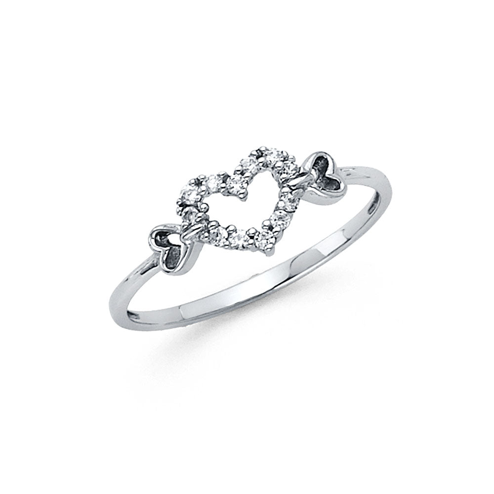 14K White Gold CZ Heart Ring (RG294)