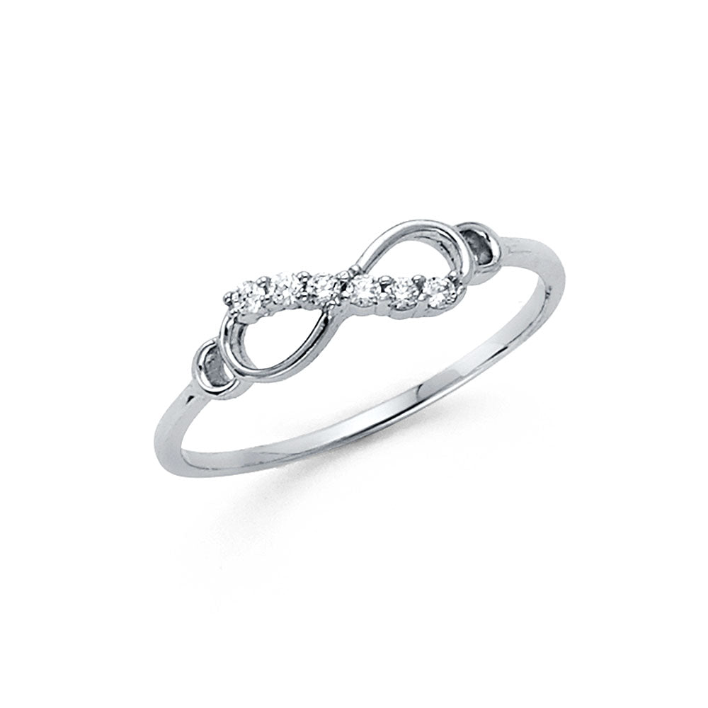 14K White Gold CZ Infinity Ring (RG302)