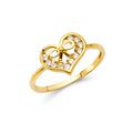 14K Yellow Gold CZ Heart Ring (RG314)