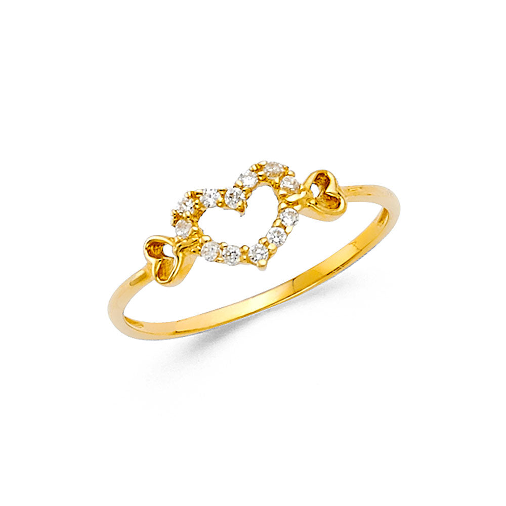 14K Yellow Gold CZ Heart Ring (RG317)