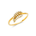 14K Yellow Gold CZ Leave Ring (RG321)