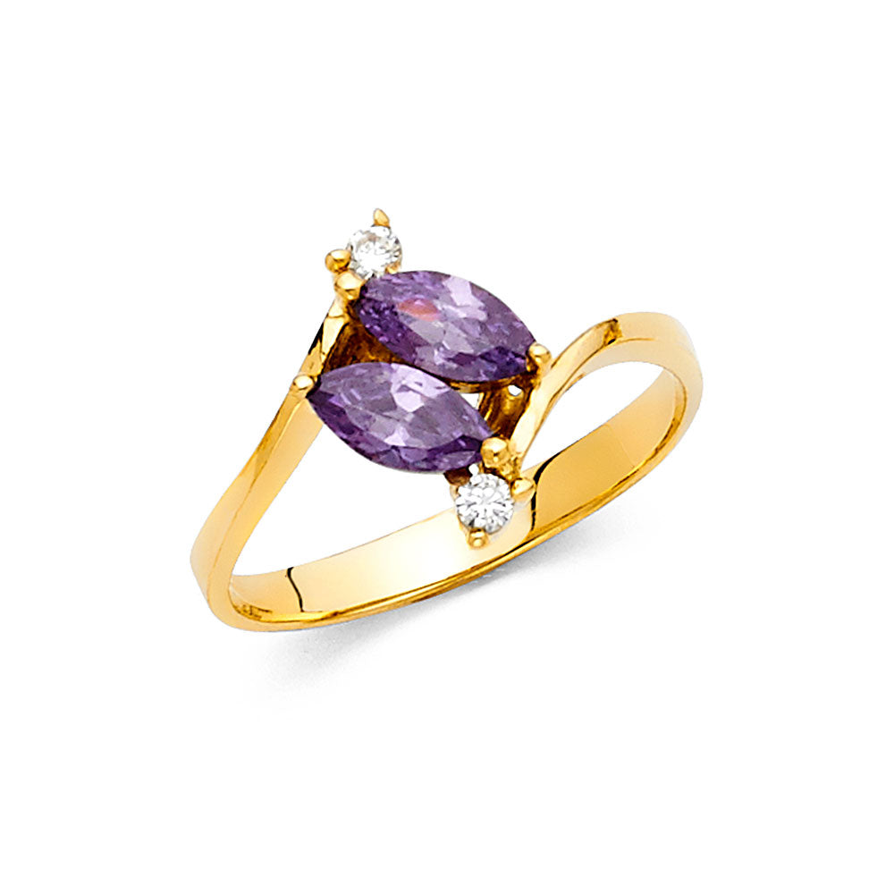 14K Yellow Gold Ladies CZ Ring (RG375)