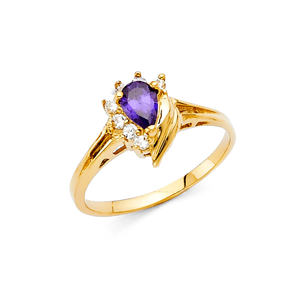 14K Yellow Gold Ladies CZ Ring (RG379)