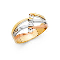 14K Yellow White Rose Gold Semanario CZ Rings (RG584)