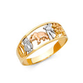 14K Yellow White Rose Gold Lucky Rings (RG587)