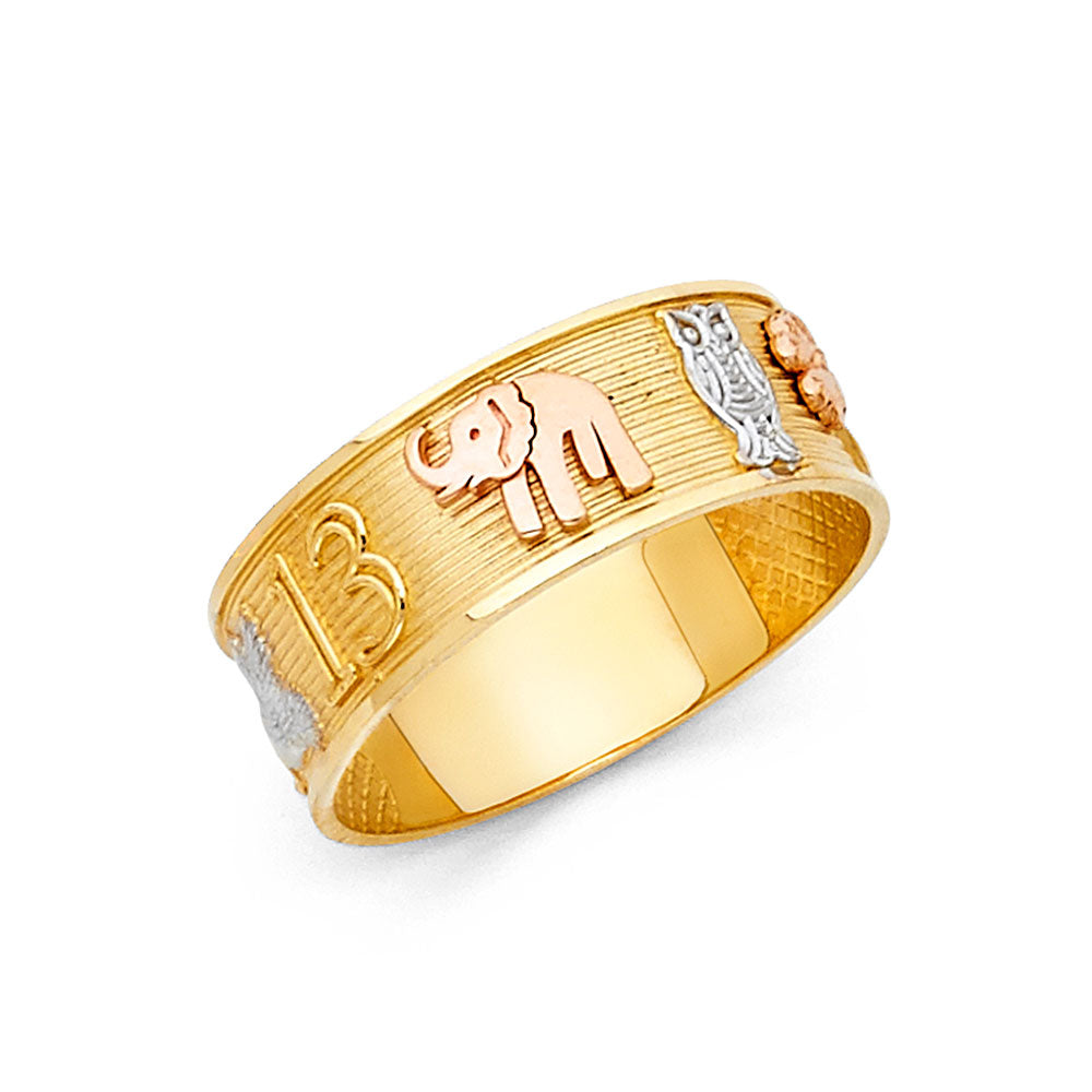 14K Yellow White Rose Gold Lucky Rings (RG590)