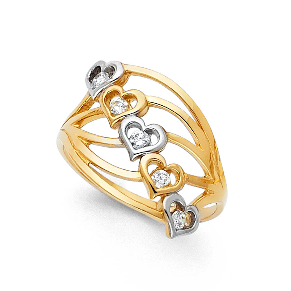 14K Two Tone Gold Semanario CZ Rings (RG594)