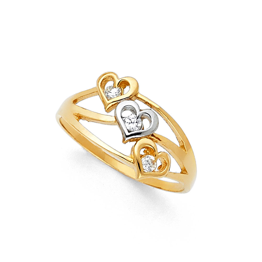 14K Two Tone Gold Semanario CZ Rings (RG595)