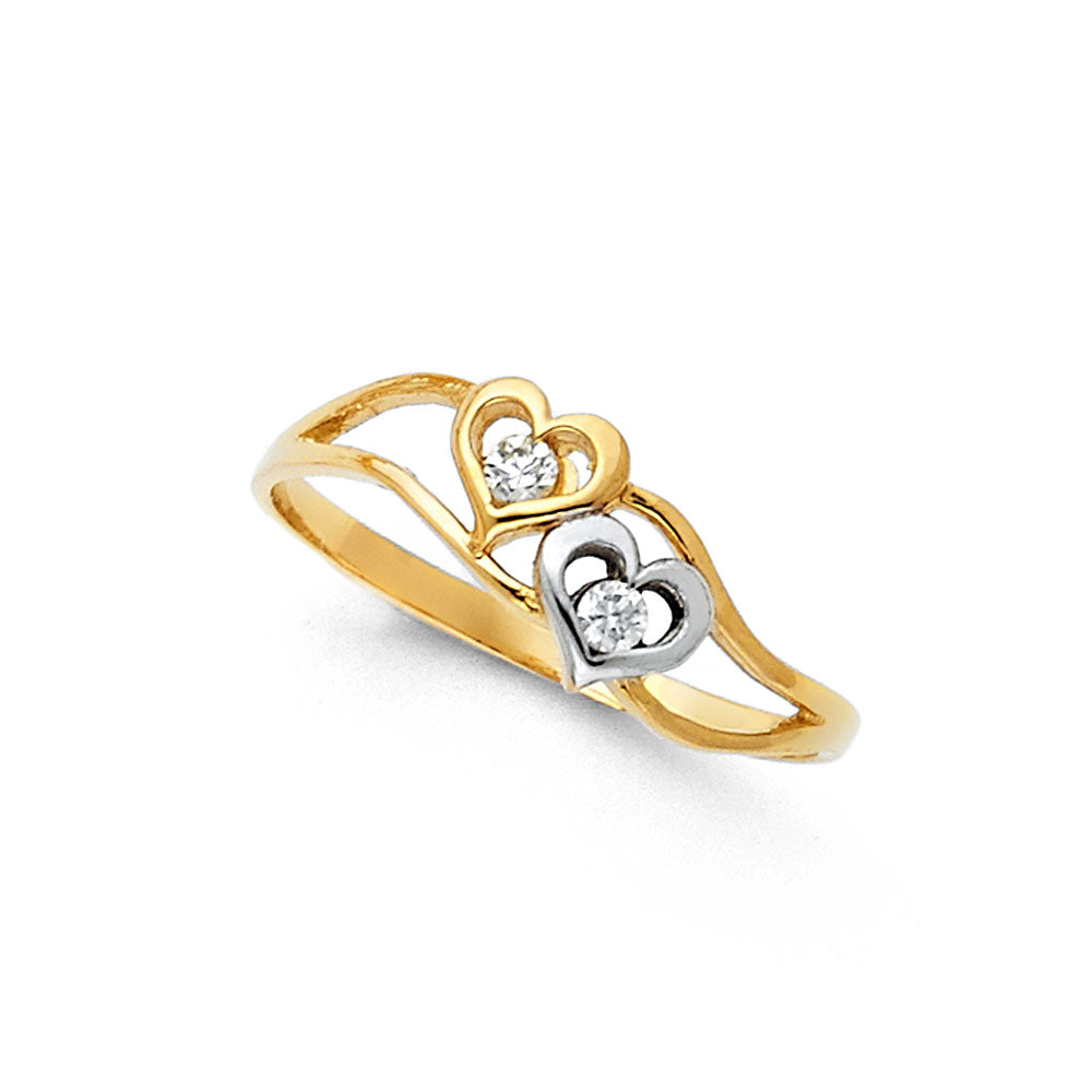 14K Two Tone Gold Semanario CZ Rings (RG596)