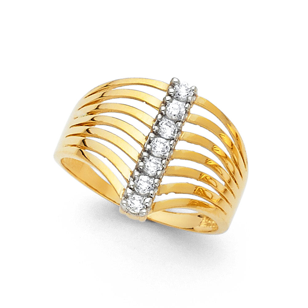 14K Two Tone Gold Semanario CZ Rings (RG597)