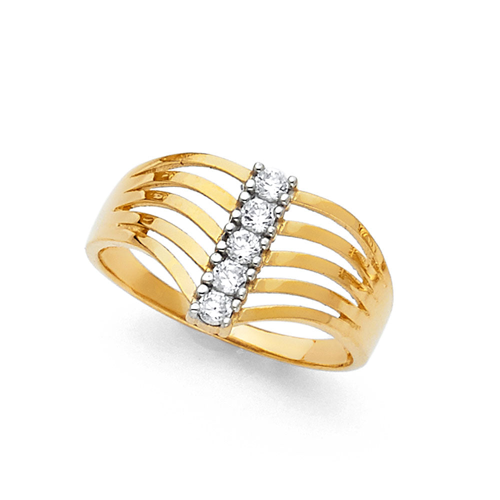 14K Two Tone Gold Semanario CZ Rings (RG598)