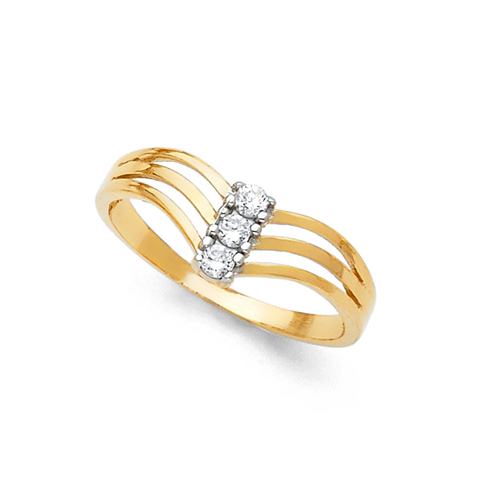 14K Two Tone Gold Semanario CZ Rings (RG599)