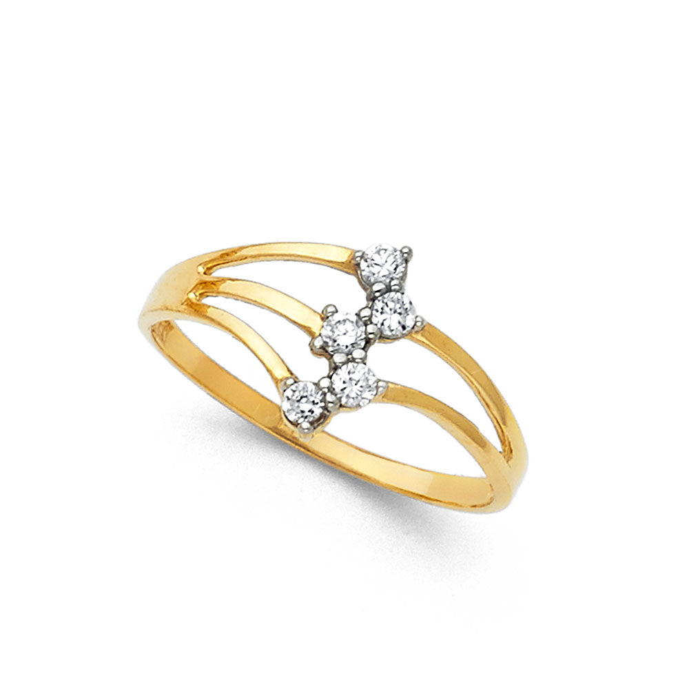14K Two Tone Gold Semanario CZ Rings (RG602)