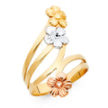 14K Yellow White Rose Gold Flower Rings (RG603)