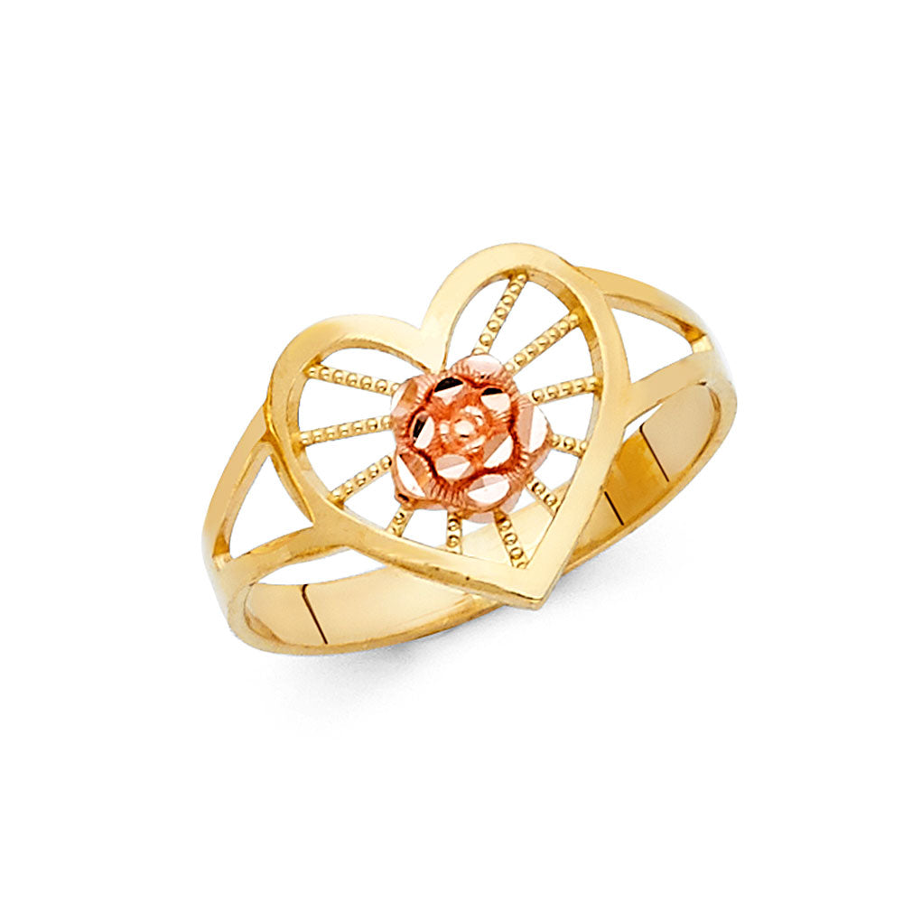 14K Two Tone Gold Flower Rings (RG606)
