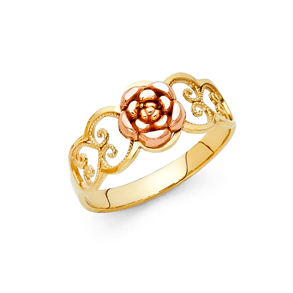 14K Two Tone Gold Flower Rings (RG607)