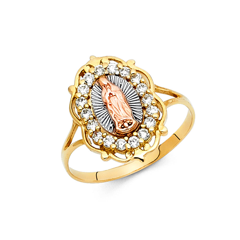 14K Yellow White Rose Gold Guadalupe CZ Rings (RG615)