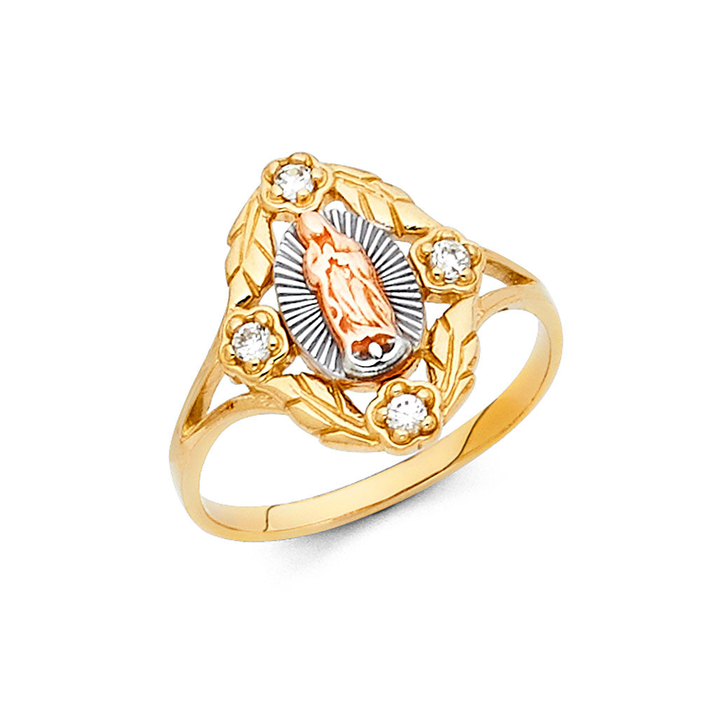 14K Yellow White Rose Gold Guadalupe CZ Rings (RG616)