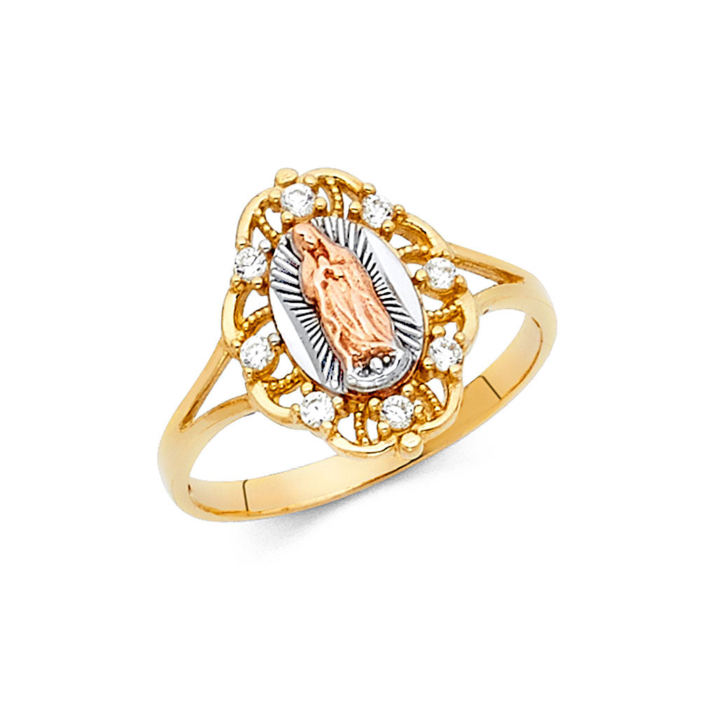 14K Yellow White Rose Gold Guadalupe CZ Rings (RG617)