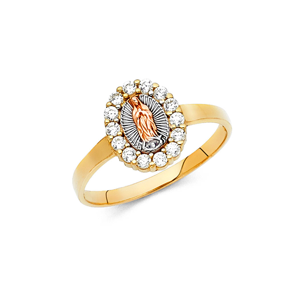 14K Yellow White Rose Gold Guadalupe CZ Rings (RG619)