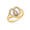 14K Yellow White Rose Gold Guadalupe CZ Rings (RG621)