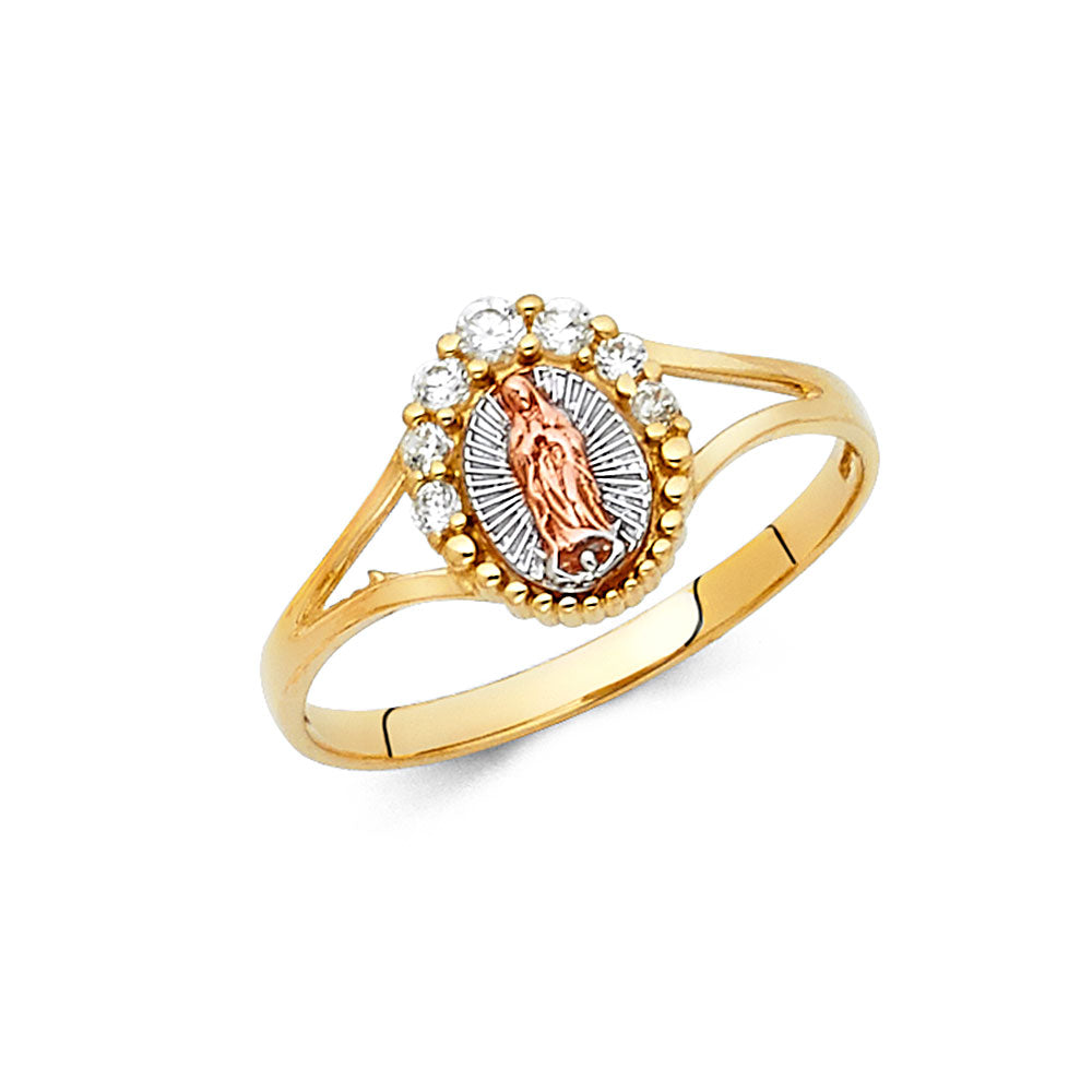 14K Yellow White Rose Gold Guadalupe CZ Rings (RG624)