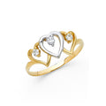 14K Two Tone Gold Heart CZ Rings (RG627)