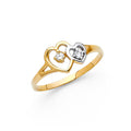 14K Two Tone Gold Heart CZ Rings (RG629)