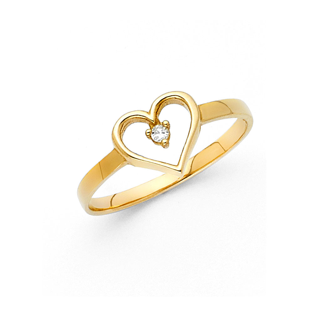 14K Yellow Gold Heart CZ Rings (RG633)